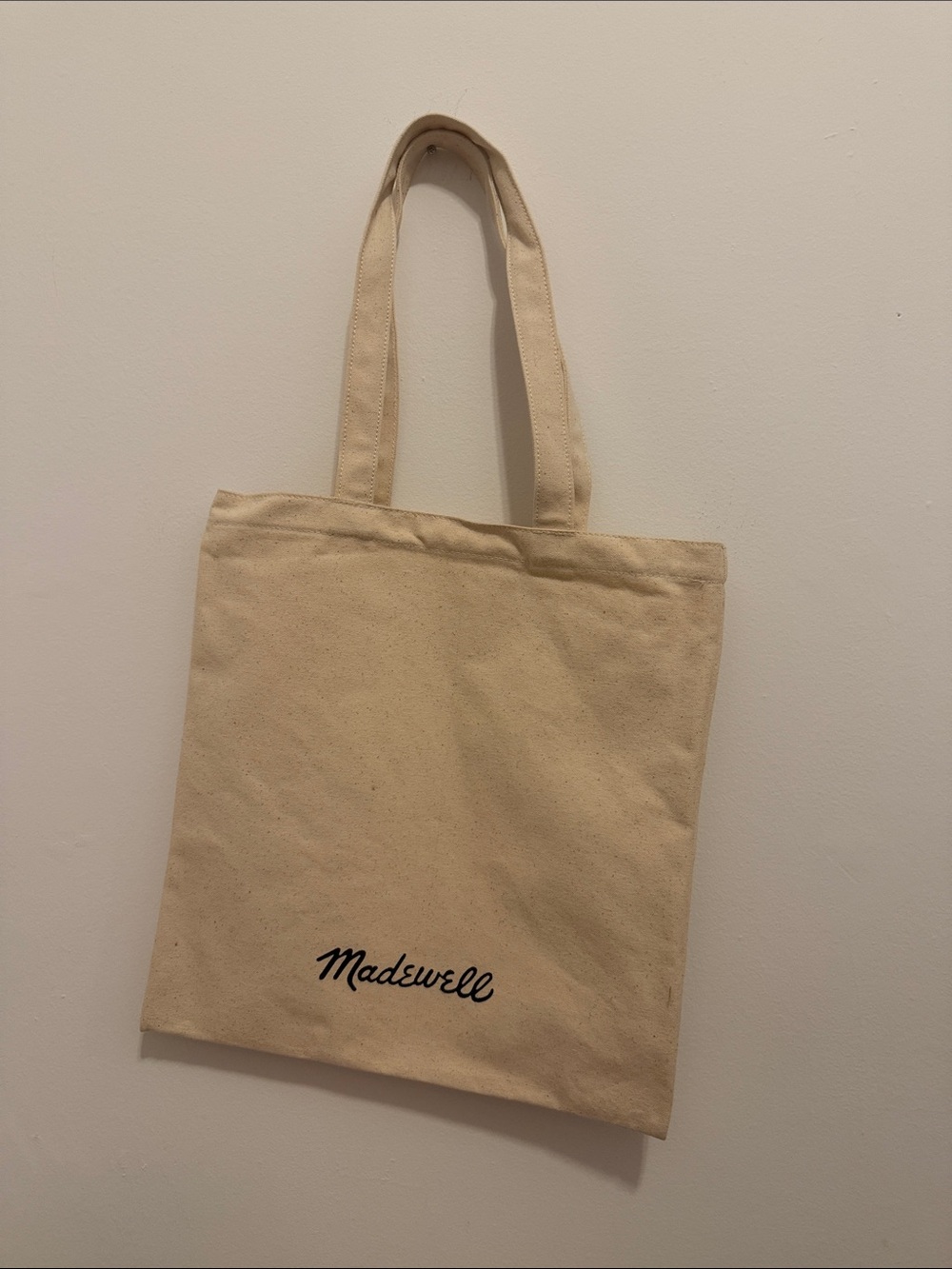 NWOT Madewell Beige Canvas Tote with Black Script Logo